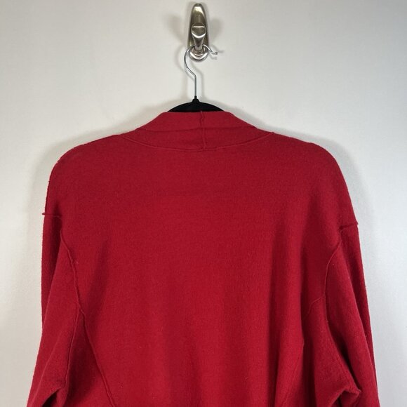 Eileen Fisher Red Enveloped Boiled Wool Open Kimono Cardigan Size L Longline‎ - Picture 9 of 10
